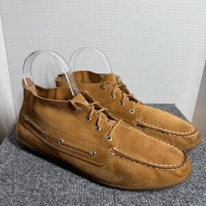 Sperry Womens 10M Leather Moc Toe Chukka Shoes Tan Lace Up Preppy Casual